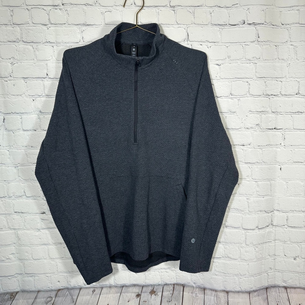 Lululemon At Ease Half Zip Pullover Mens Medium Charcoal Grey Heather LM3DLUS